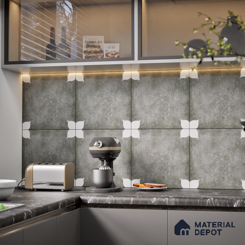 Moroccan Wall & Floor Tile TL 06356 B Petal Grey 300x300 mm Matte Finish Ceramic Tile - 7.5 mm | Please Expect a Slight Variation of Pattern