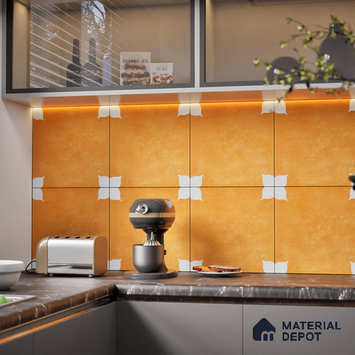 Moroccan Wall & Floor Tile TL 06356 D Petal Yellow 300x300 mm Matte Finish Ceramic Tile - 7.5 mm | Please Expect a Slight Variation of Pattern