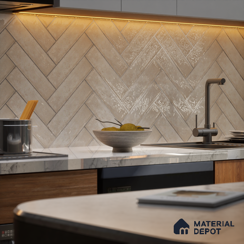 Subway Wall Tile TL 04966 B Cielo Shade 1 Ivory Mist 12 x 3 inch Ceramic Glossy Finish - 6.5 mm | Suitable for Highlighter Walls, Foyer, Bathroom, Kitchen Wall & Backsplashes