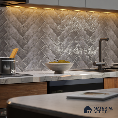 Subway Wall Tile TL 04966 D Cielo Shade 1 Armani Arcane 12 x 3 inch Ceramic Glossy Finish - 6.5 mm | Suitable for Highlighter Walls, Foyer, Bathroom, Kitchen Wall & Backsplashes