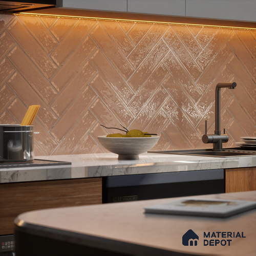 Subway Wall Tile TL 04966 G Cielo Shade 3 Peruvian Clay 12 x 3 inch Ceramic Glossy Finish - 6.5 mm | Suitable for Highlighter Walls, Foyer, Bathroom, Kitchen Wall & Backsplashes