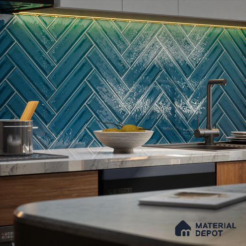 Subway Wall Tile TL 04966 L Cielo Shade 2 Coastal Sky 12 x 3 inch Ceramic Glossy Finish - 6.5 mm | Suitable for Highlighter Walls, Foyer, Bathroom, Kitchen Wall & Backsplashes