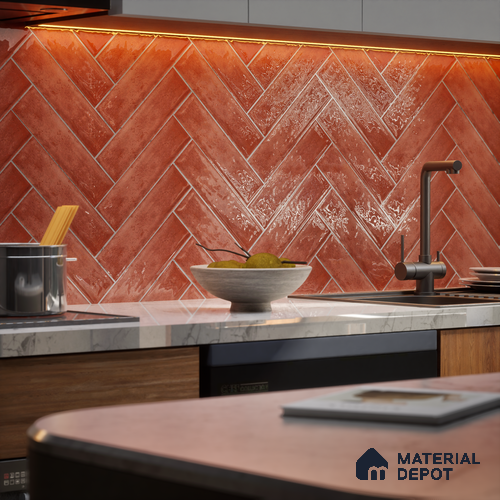 Subway Wall Tile TL 04966 Cielo Shade 1 Maroon Mystix 12 x 3 inch Ceramic Glossy Finish - 6.5 mm | Suitable for Highlighter Walls, Foyer, Bathroom, Kitchen Wall & Backsplashes
