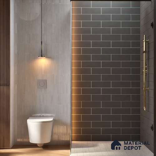 Subway Wall Tile TL 04968 C El Cielo Plain Noir Marmount 12 x 4 inch Ceramic Matte Finish - 7.5 mm | Suitable for Highlighter Walls, Foyer, Bathroom, Kitchen Wall & Backsplashes
