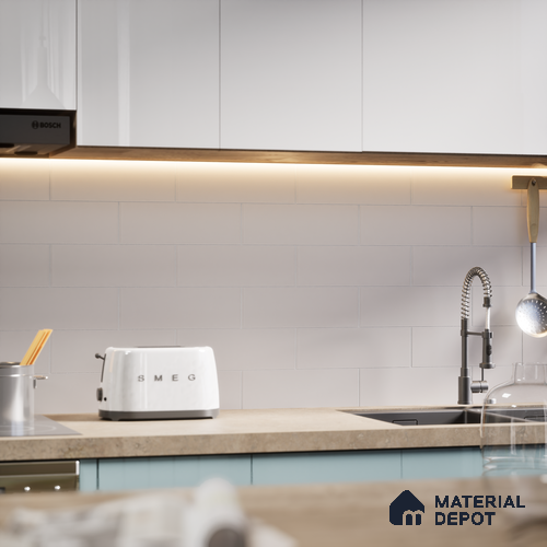 Subway Wall Tile TL 04968 D El Cielo Plain White Mistix 12 x 4 inch Ceramic Matte Finish - 7.5 mm | Suitable for Highlighter Walls, Foyer, Bathroom, Kitchen Wall & Backsplashes