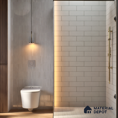 Subway Wall Tile TL 04968 I El Cielo Plain Mesa Light Grey 12 x 4 inch Ceramic Matte Finish - 7.5 mm | Suitable for Highlighter Walls, Foyer, Bathroom, Kitchen Wall & Backsplashes