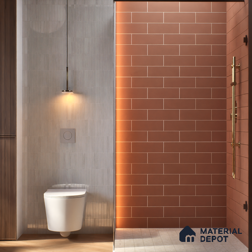 Subway Wall Tile TL 04968 J El Cielo Plain Spiced Chestnut 12 x 4 inch Ceramic Matte Finish - 7.5 mm | Suitable for Highlighter Walls, Foyer, Bathroom, Kitchen Wall & Backsplashes