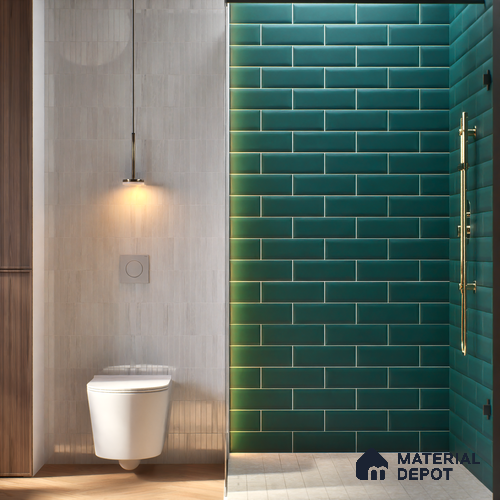 Subway Wall Tile TL 04968 O El Cielo Bevelled Dark Forest Green 12 x 4 inch Ceramic Matte Finish - 7.5 mm | Suitable for Highlighter Walls, Foyer, Bathroom, Kitchen Wall & Backsplashes
