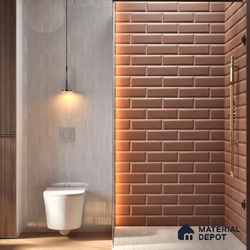 Subway Wall Tile TL 04968 P El Cielo Bevelled Spiced Chestnut 12 x 4 inch Ceramic Matte Finish - 7.5 mm | Suitable for Highlighter Walls, Foyer, Bathroom, Kitchen Wall & Backsplashes