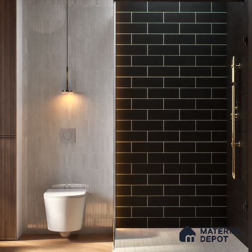 Subway Wall Tile TL 04968 El Cielo Plain Art Black 12 x 4 inch Ceramic Matte Finish - 7.5 mm | Suitable for Highlighter Walls, Foyer, Bathroom, Kitchen Wall & Backsplashes