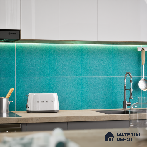 Stone Floor & Wall Tile TL 05446 E Jewel Aqua Teal 1 ft x 1 ft Ceramic Matte Finish - 7.5 mm | Suitable for Bathroom, Terrace & Balcony
