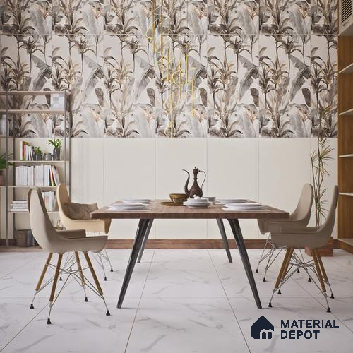 Plain Floor & Wall Tile TL 06136 Bianco Plain Plain 4 ft x 2 ft Vitrified Matte Finish - 9 mm | Ideal For Living Room, Bedroom, Bathroom, Kitchen