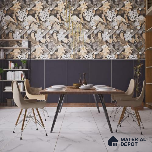 Plain Floor & Wall Tile TL 06141 Nero Plain 4 ft x 2 ft Vitrified Matte Finish - 9 mm | Ideal For Living Room, Bedroom, Bathroom, Kitchen