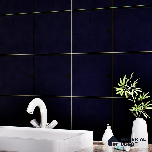 Plain Floor & Wall Tile TL 05447 C Running Plain Midnight Black 1 ft x 1 ft Ceramic Matte Finish - 7.5 mm | Suitable for Bathroom, Terrace & Balcony