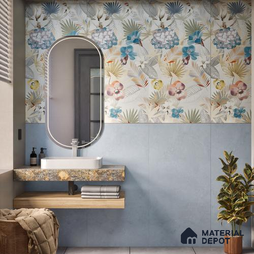 Blue Marble Wall & Floor Tile TL 06688 Gravier Azure Breeze 2 ft x 4 ft Vitrified Carving Matte Finish - 9 mm | 6 Random Design | Suitable for Living Room, Bedroom, Bathroom