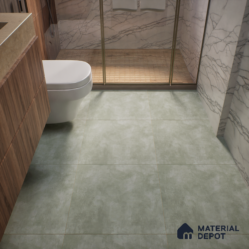 Cement Wall & Floor Tile TL 04672 F Nimbus Dream Green washed/weathered Surface 2 ft x 2 ft Porcelain Matte Finish 8 mm | Suitable for Living Room, Bedroom, Bathroom, Kitchen & Balcony