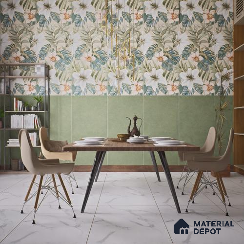 Plain Look Wall & Floor Tile TL 07672 Forest Green 4 ft x 2 ft Full Body Vitrified Matte Finish - 9 mm | 5 Random Design | Suitable For Living Room, Bedroom, Bathroom, Terrace, Office & Balcony
