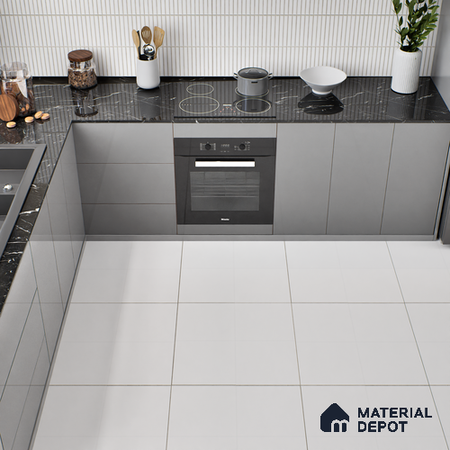 Plain Wall & Floor Tile TL 05349 B Neutra Base White 2 ft x 2 ft Vitrified Matte Finish - 9 mm | Suitable for Kitchen, Bathroom & Balcony Walls