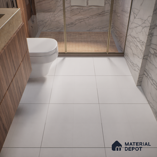 Plain Wall & Floor Tile TL 05349 B Neutra Base White 2 ft x 2 ft Vitrified Matte Finish - 9 mm | Suitable for Kitchen, Bathroom & Balcony Walls