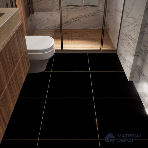 Plain Wall & Floor Tile TL 05349 Neutra Base Black 2 ft x 2 ft Vitrified Matte Finish - 9 mm | Suitable for Bedroom, Balcony, Foyer, Dining