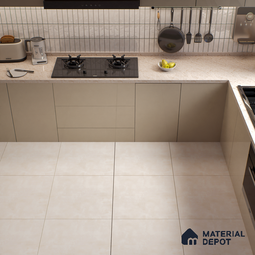 Plain Wall & Floor Tile TL 05350 D Neutra Cloud Dune 2 ft x 2 ft Vitrified Carving Matte Finish - 9 mm | Suitable for Bedroom, Balcony, Foyer, Dining