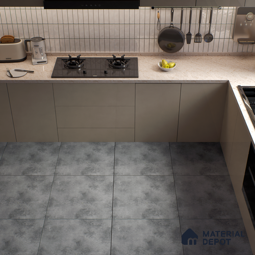 Cement Wall & Floor Tile TL 05351 D Neutra Impex Mix Grey 2 ft x 2 ft Vitrified Plain Matte Finish - 9 mm | Suitable for Bedroom, Balcony, Foyer, Dining
