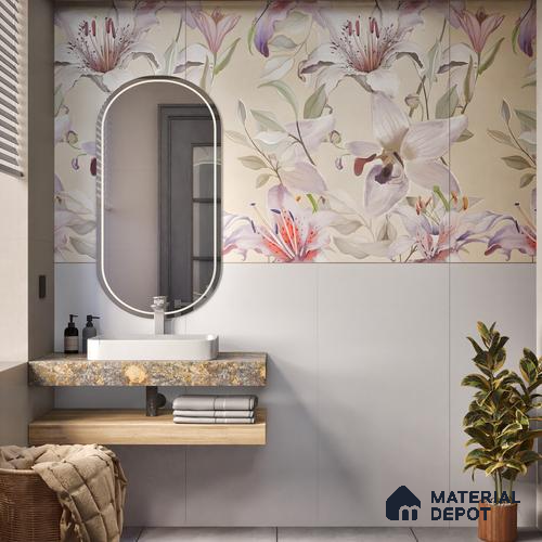 Plain Wall Tile TL 06224 Mellow Silver Gleam 4 ft x 2 ft Vitrified Matte Finish - 9 mm | Suitable for Living Room,Bedroom,Bathroom & Kitchen | Image 06