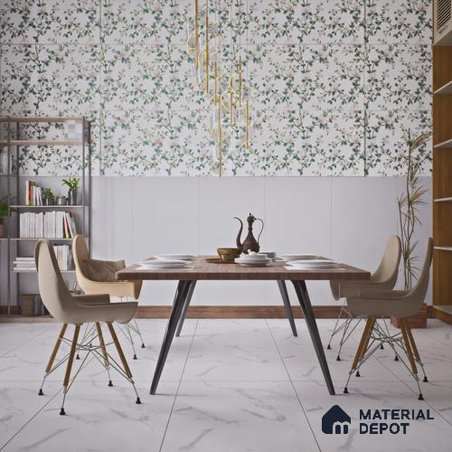 Plain Floor & Wall Tile TL 06224 Mellow Silver Gleam 4 ft x 2 ft Vitrified Matte Finish - 9 mm | Suitable for Living Room, Bedroom, Bathroom & Kitchen