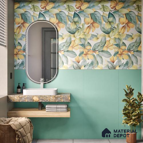 Plain Floor & Wall Tile TL 06220 Mellow Teal Tranquility 4 ft x 2 ft Vitrified Matte Finish - 9 mm | Suitable for Living Room, Bedroom, Bathroom & Kitchen