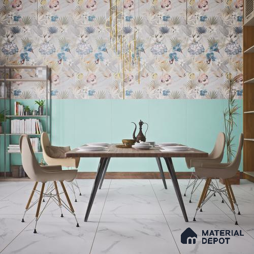 Plain Floor & Wall Tile TL 06220 Mellow Teal Tranquility 4 ft x 2 ft Vitrified Matte Finish - 9 mm | Suitable for Living Room, Bedroom, Bathroom & Kitchen
