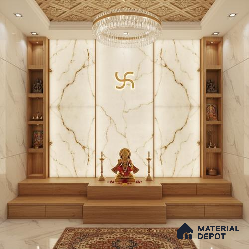 White Marble Look Alabaster Sheet/Panel 8 ft x 4 ft - 5 mm | PN 03050 | Suitable for Pooja Room, Feature Wall, Foyer, Ceiling & Reception | Width is Subjected to 5% Variation