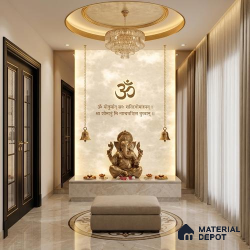 Grey Marble Look Alabaster Sheet/Panel 8 ft x 4 ft - 6 mm | PN 03055 | Suitable for Pooja Room, Feature Wall, Foyer, Ceiling & Reception | Width is Subjected to 5% Variation