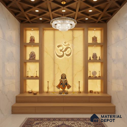 Gold Marble Look Alabaster Sheet/Panel 8 ft x 4 ft - 6 mm | PN 03057 | Suitable for Pooja Room, Feature Wall, Foyer, Ceiling & Reception | Width is Subjected to 5% Variation