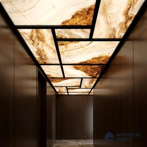 Multi Colour Marble Look Alabaster Sheet/Panel 8 ft x 4 ft - 6 mm | PN 03071 | Suitable for Pooja Room, Feature Wall, Foyer, Ceiling & Reception | Width is Subjected to 5% Variation