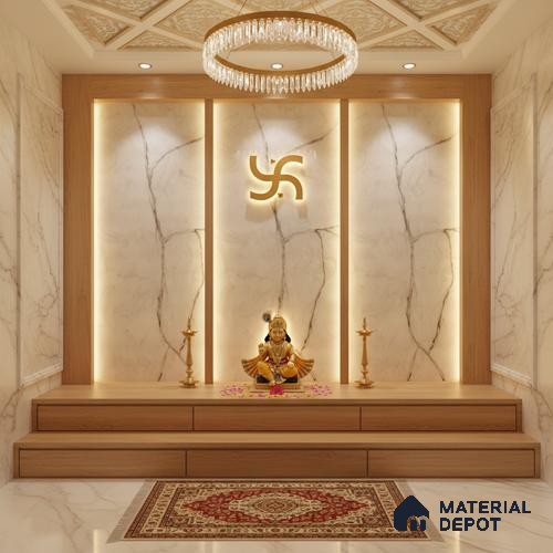Grey Marble Look Alabaster Sheet/Panel 8 ft x 4 ft - 6 mm | PN 03076 | Suitable for Pooja Room, Feature Wall, Foyer, Ceiling & Reception | Width is Subjected to 5% Variation
