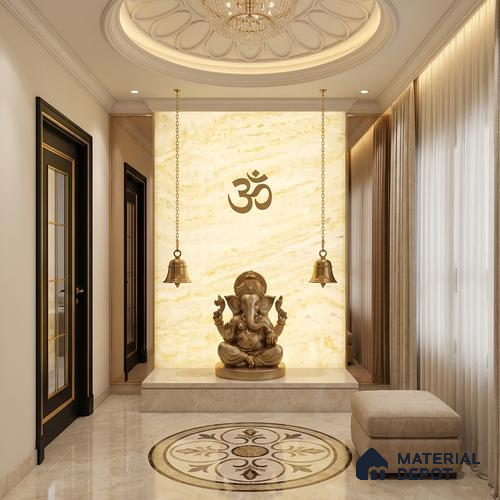 Multi Colour Marble Look Alabaster Sheet/Panel 8 ft x 4 ft - 6 mm | PN 03080 | Suitable for Pooja Room, Feature Wall, Foyer, Ceiling & Reception | Width is Subjected to 5% Variation
