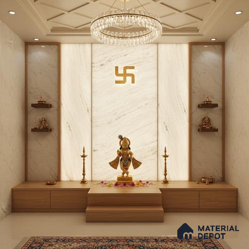 Grey Marble Look Alabaster Sheet/Panel 8 ft x 4 ft - 6 mm | PN 03081 | Suitable for Pooja Room, Feature Wall, Foyer, Ceiling & Reception | Width is Subjected to 5% Variation