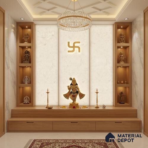 Grey Marble Look Alabaster Sheet/Panel 8 ft x 4 ft - 6 mm | PN 03082 | Suitable for Pooja Room, Feature Wall, Foyer, Ceiling & Reception | Width is Subjected to 5% Variation