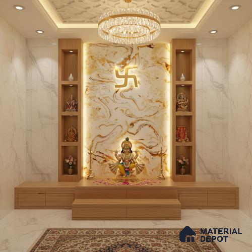 Multi Colour Marble Look Alabaster Sheet/Panel 8 ft x 4 ft - 6 mm | PN 03085 | Suitable for Pooja Room, Feature Wall, Foyer, Ceiling & Reception | Width is Subjected to 5% Variation