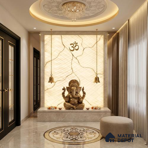 Grey Marble Look Alabaster Sheet/Panel 8 ft x 4 ft - 6 mm | PN 03086 | Suitable for Pooja Room, Feature Wall, Foyer, Ceiling & Reception | Width is Subjected to 5% Variation