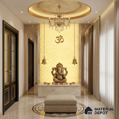 Gold Marble Look Alabaster Sheet/Panel 8 ft x 4 ft - 6 mm | PN 03087 | Suitable for Pooja Room, Feature Wall, Foyer, Ceiling & Reception | Width is Subjected to 5% Variation