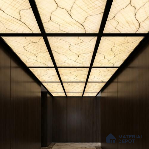 Multi Colour Marble Look Alabaster Sheet/Panel 8 ft x 4 ft - 6 mm | PN 03089 | Suitable for Pooja Room, Feature Wall, Foyer, Ceiling & Reception | Width is Subjected to 5% Variation