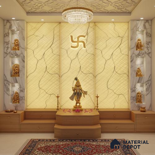 Multi Colour Marble Look Alabaster Sheet/Panel 8 ft x 4 ft - 6 mm | PN 03089 | Suitable for Pooja Room, Feature Wall, Foyer, Ceiling & Reception | Width is Subjected to 5% Variation