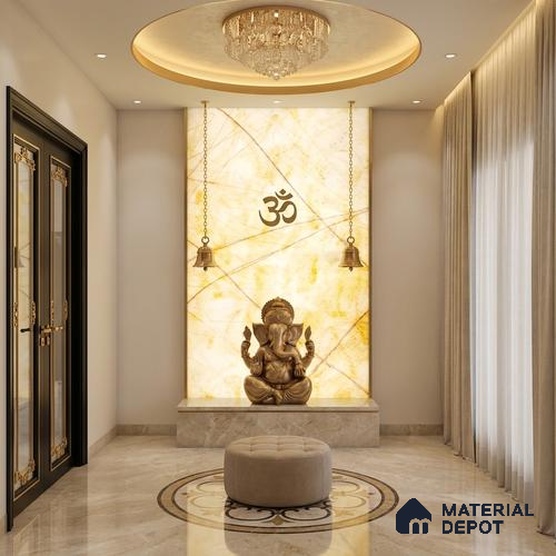 Multi Colour Marble Look Alabaster Sheet/Panel 8 ft x 4 ft - 6 mm | PN 03091 | Suitable for Pooja Room, Feature Wall, Foyer, Ceiling & Reception | Width is Subjected to 5% Variation