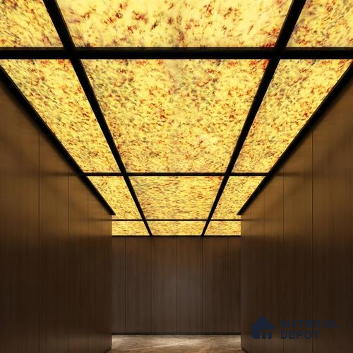 Multi Colour Stone Look Alabaster Sheet/Panel 8 ft x 4 ft - 6 mm | PN 03096 | Suitable for Pooja Room, Feature Wall, Foyer, Ceiling & Reception | Width is Subjected to 5% Variation