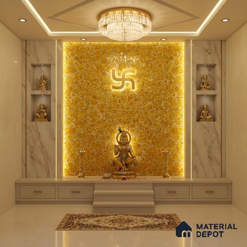 Multi Colour Stone Look Alabaster Sheet/Panel 8 ft x 4 ft - 6 mm | PN 03097 | Suitable for Pooja Room, Feature Wall, Foyer, Ceiling & Reception | Width is Subjected to 5% Variation