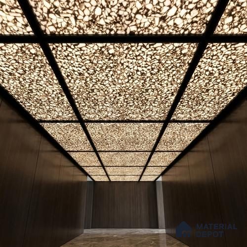 Multi Colour Stone Look Alabaster Sheet/Panel 8 ft x 4 ft - 8 mm | PN 03101 | Suitable for Pooja Room, Feature Wall, Foyer, Ceiling & Reception | Width is Subjected to 5% Variation