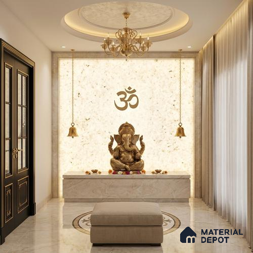 White Stone Look Alabaster Sheet/Panel 8 ft x 4 ft - 8 mm | PN 03102 | Suitable for Pooja Room, Feature Wall, Foyer, Ceiling & Reception | Width is Subjected to 5% Variation
