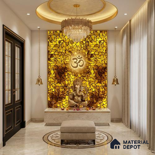 Multi Colour Stone Look Alabaster Sheet/Panel 8 ft x 2 ft - 8 mm | PN 03105 | Suitable for Pooja Room, Feature Wall, Foyer, Ceiling & Reception | Width is Subjected to 5% Variation