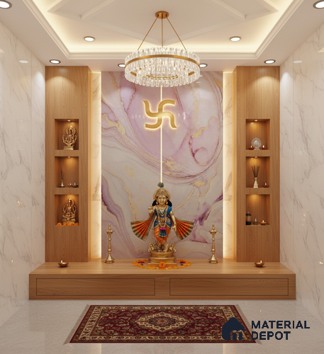 Multi Colour Marble Look Alabaster Sheet/Panel 8 ft x 4 ft - 6 mm | PN 05869 (MN 935) | Suitable for Pooja Room, Feature Wall, Ceiling & Reception | Width is Subjected to 5% Variation